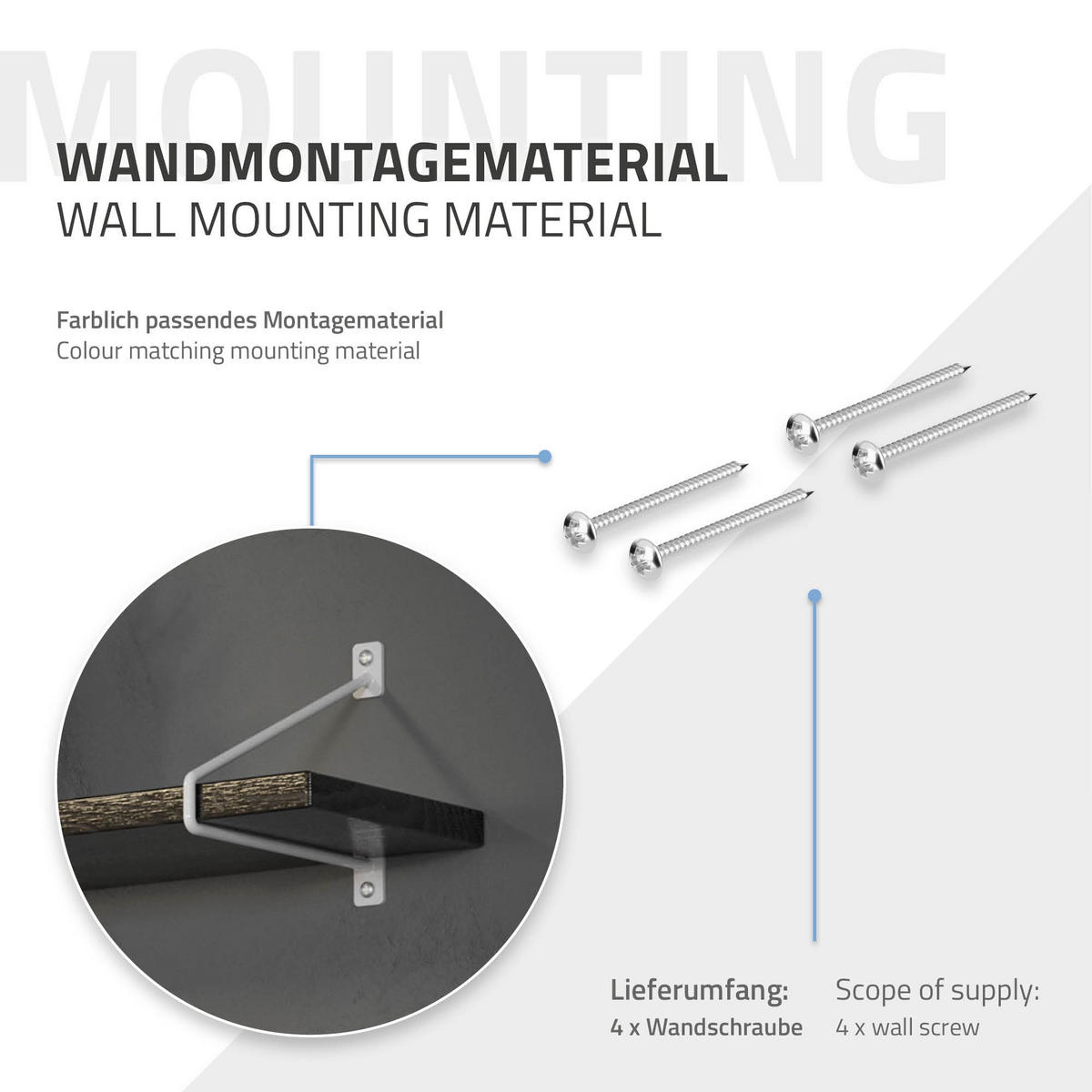REGALHALTERUNG - Weiß, Metall (22/2.3/18cm) - ML-DESIGN