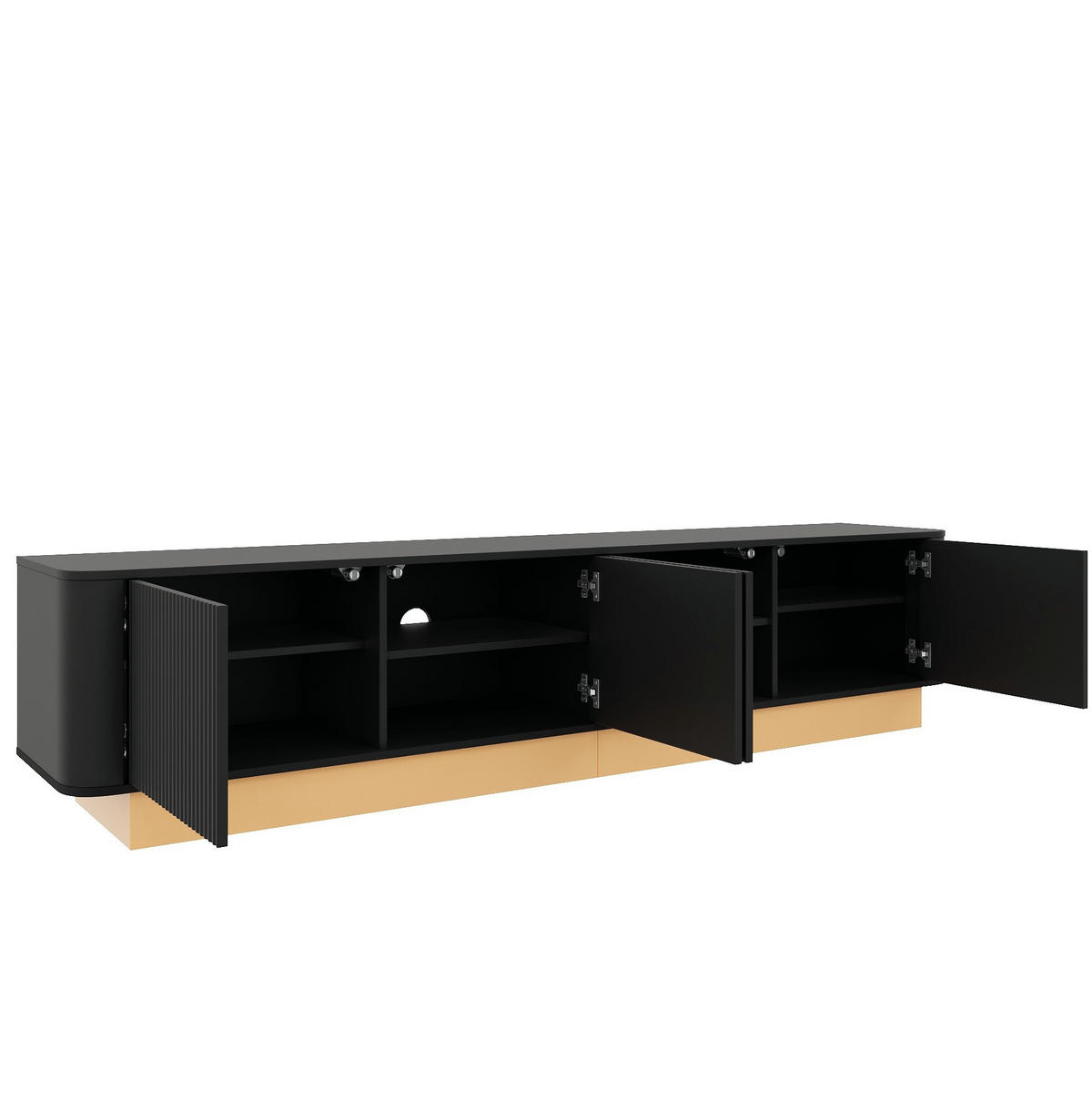 TV-LOWBOARD mit 4 Türen 200 x 40 cm MDF Schwarz - Schwarz, Holzwerkstoff (40/47.5/200cm) - Beauniv
