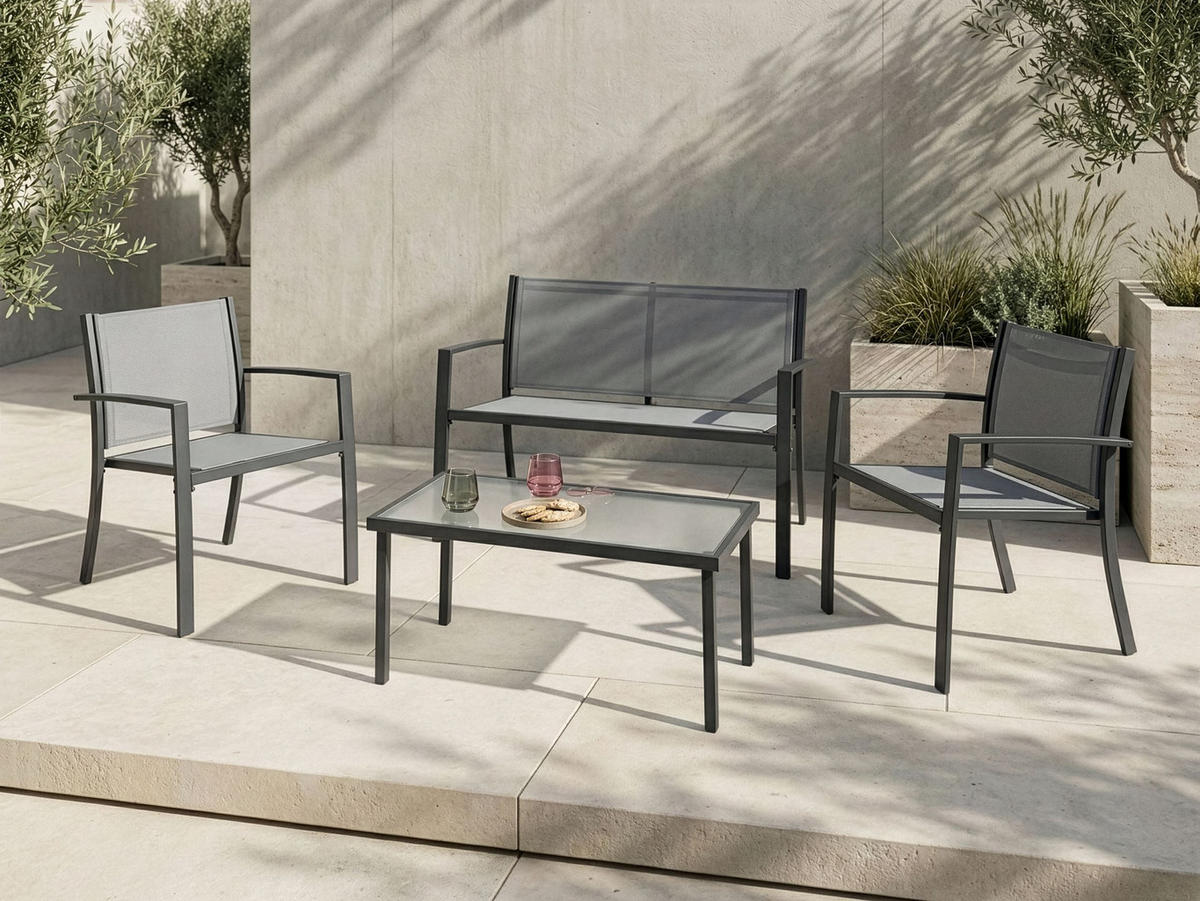 LOUNGE-SET mit Tisch 4-Sitzer TAVOLETO Grau Metall - Grau, Metall - Beliani