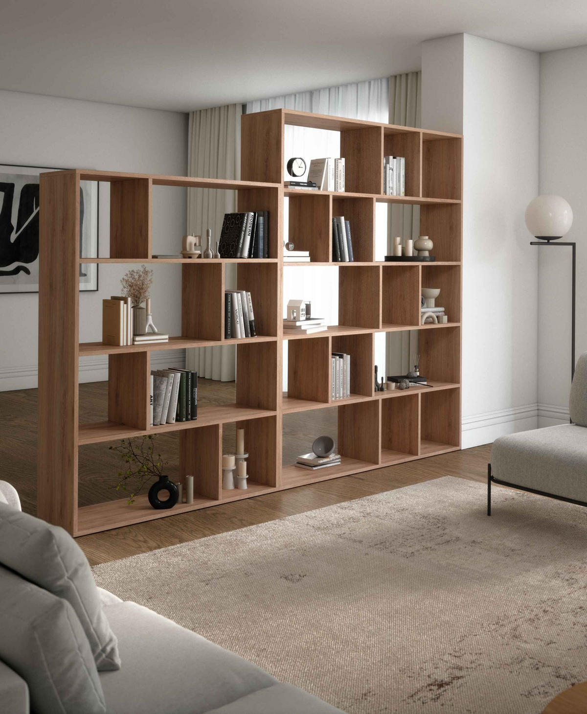 BÜCHERREGALE MOSAICO 116,5 / 159 / 34 cm Eichefarben - Eichefarben, Holzwerkstoff (116.5/159/34cm) - MASSENO