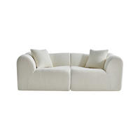 2-SITZER Sofa Samt mit 2 Kissen 193/87/67 cm Beige - Beige, Textil (87/67/193cm) - Redom