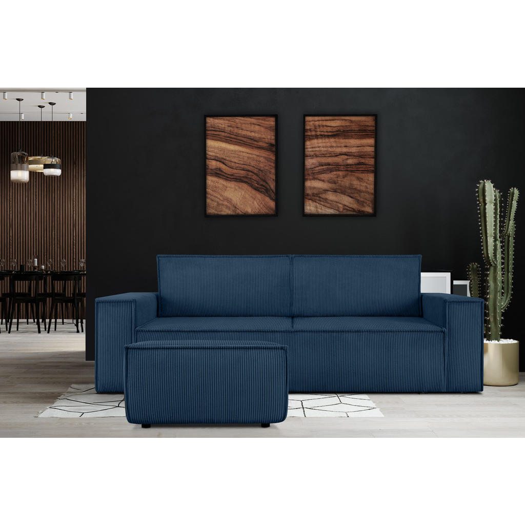 Thumbnail - Konsimo® Sitzpouf, Dunkelblau, Blau, Textil, 83x45x83 cm, FSC 100%, Hergestellt in Europa, Wohnzimmer, Hocker, Poufs