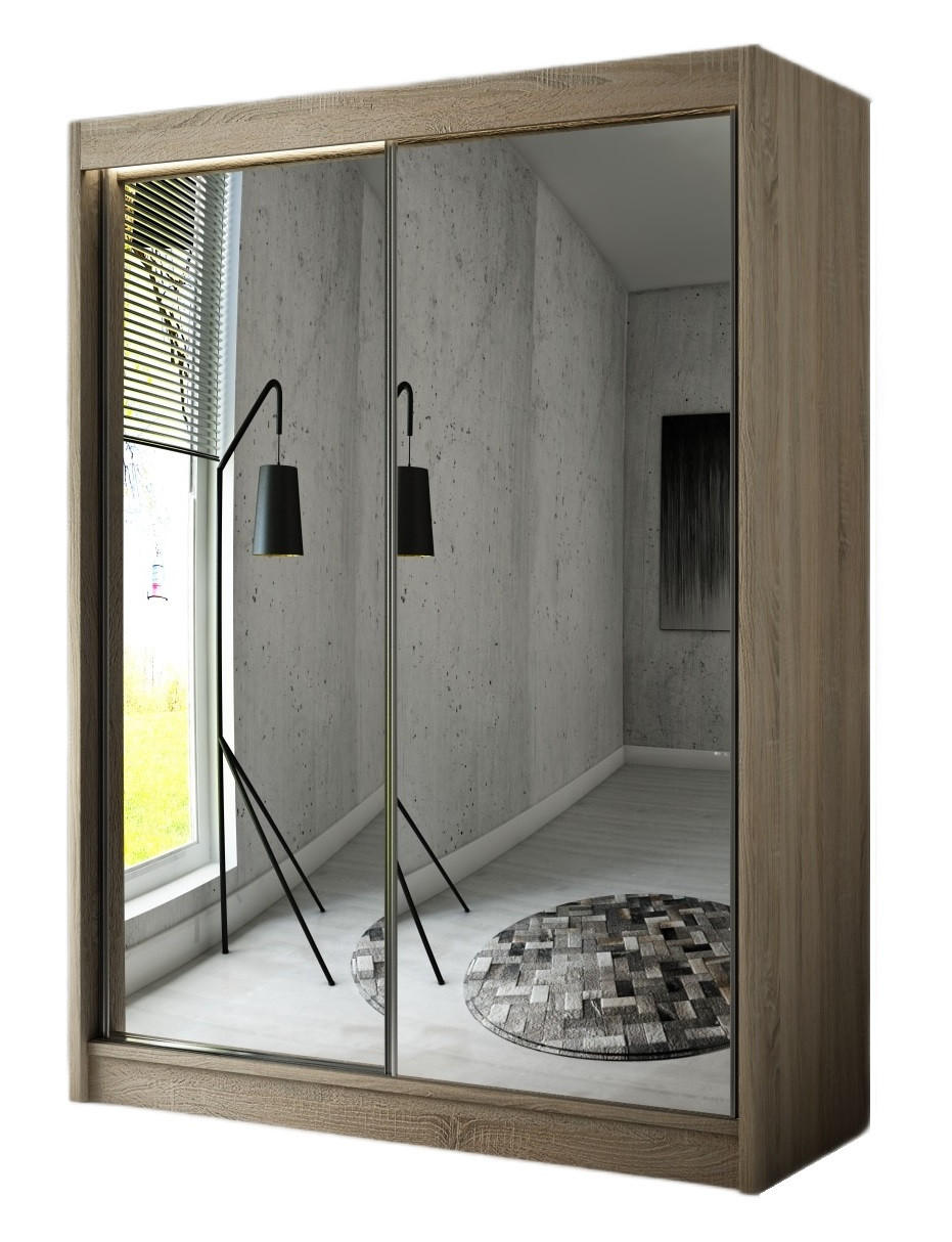SCHRANK Sonoma Eiche HOMA Mit Spiegel Schiebetür 150 cm - Multicolor, Holzwerkstoff (150/215/61cm) - Sepro Meble