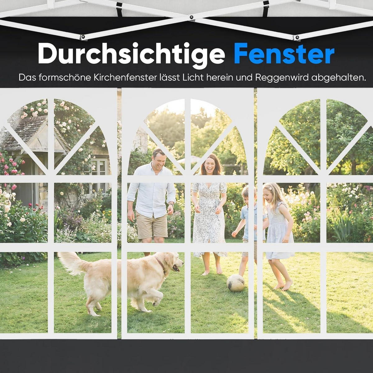 FALTPAVILLON 3x6m mit Seitenwänden Schwarz Metall - Schwarz, Metall (585/285/293cm)
