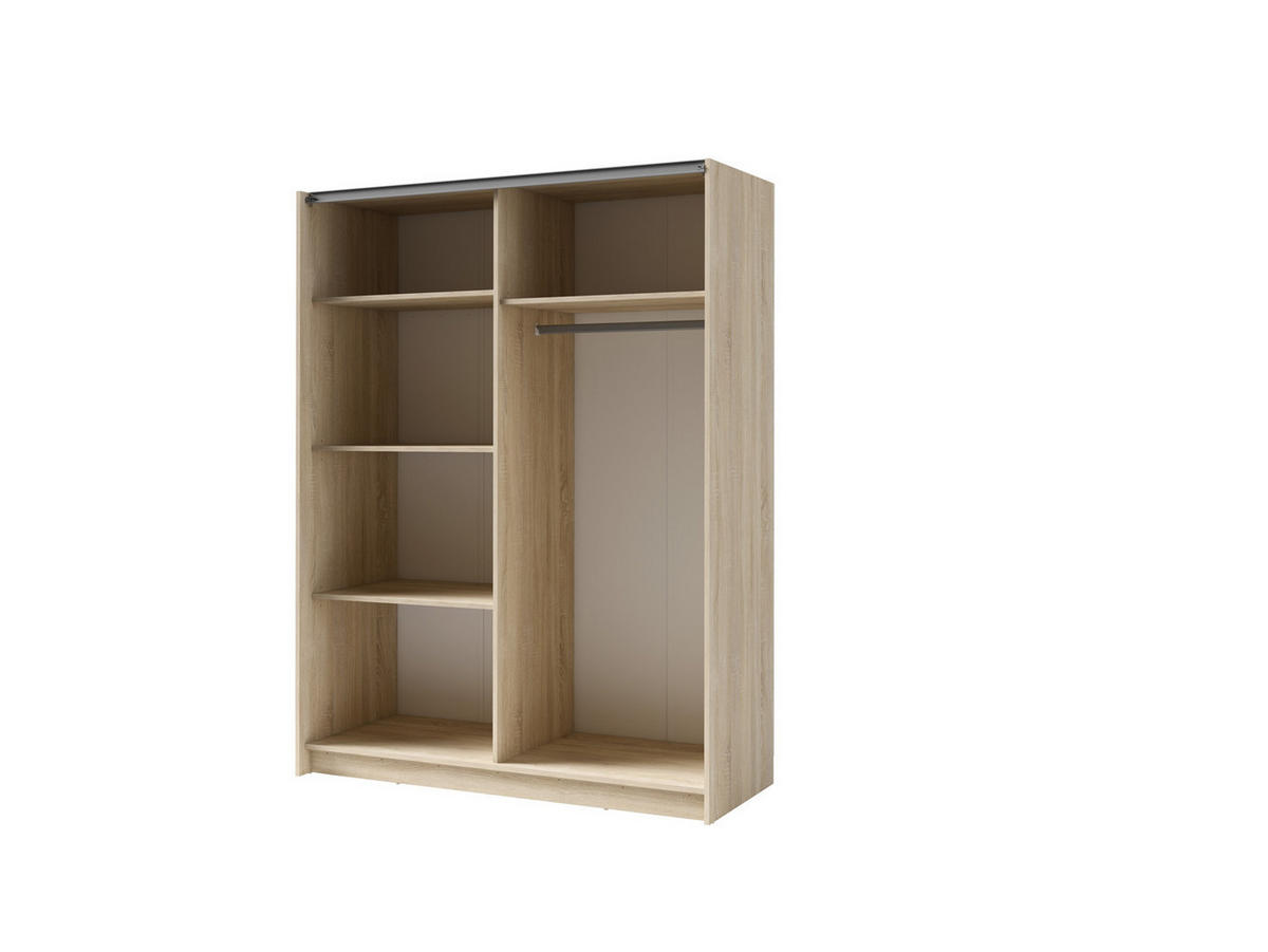 SCHIEBETÜRENSCHRANK GAVERO 11 - 180,6×198,5×62 cm mit Spiegel Sonoma Eiche - Eichefarben, Holz/Holzwerkstoff (180.6/198.5/62cm) - Milaros Markt