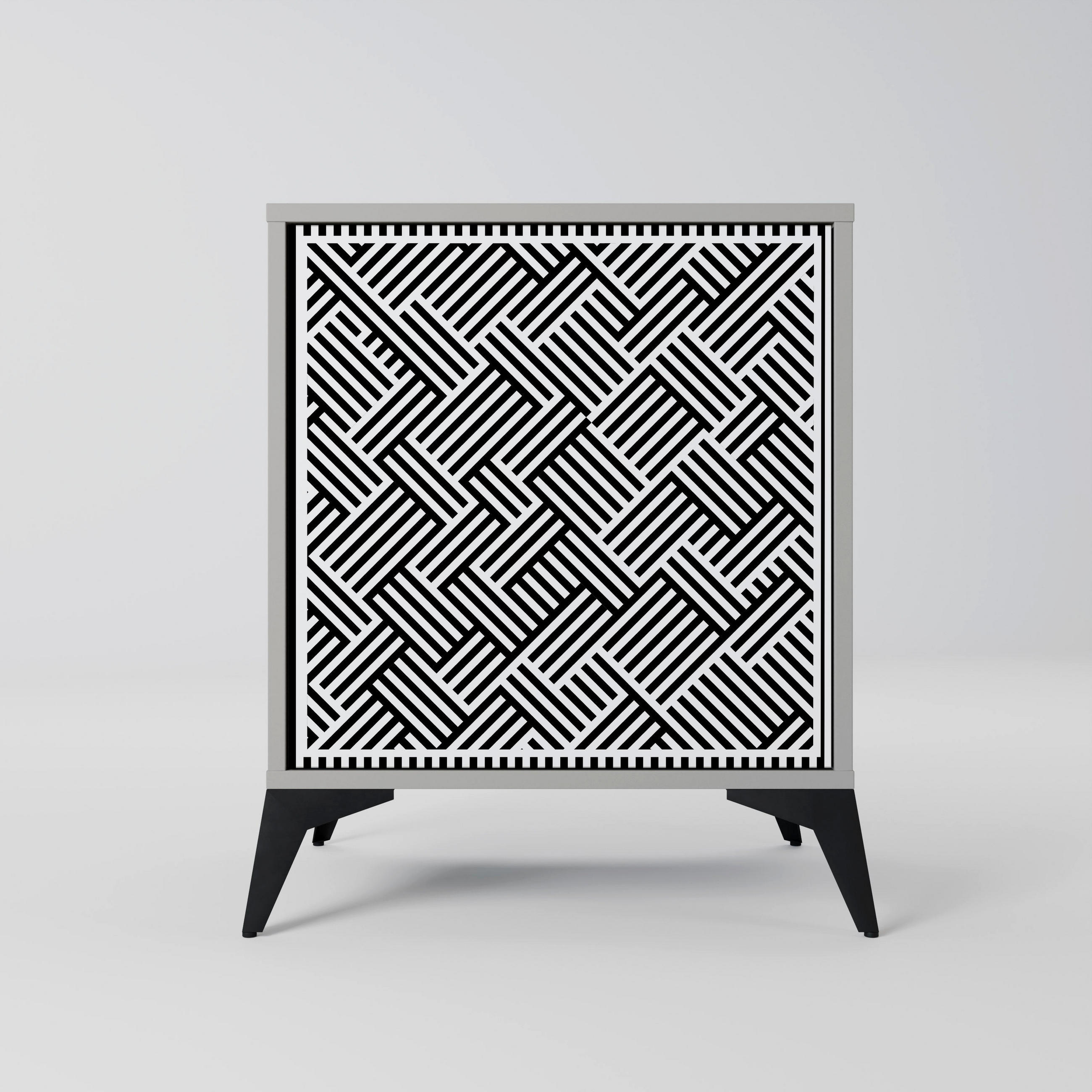 SIDEBOARD TEMPORARY SEQUENCE, Grau, 57,5x42x70,5 cm, Schwarze Metall-Sternfüße - Multicolor/Schwarz, Holzwerkstoff/Metall (57.5/70.5/42cm) - SpaceRebels
