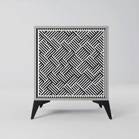 SIDEBOARD TEMPORARY SEQUENCE, Grau, 57,5x42x70,5 cm, Schwarze Metall-Sternfüße - Multicolor/Schwarz, Holzwerkstoff/Metall (57.5/70.5/42cm) - SpaceRebels