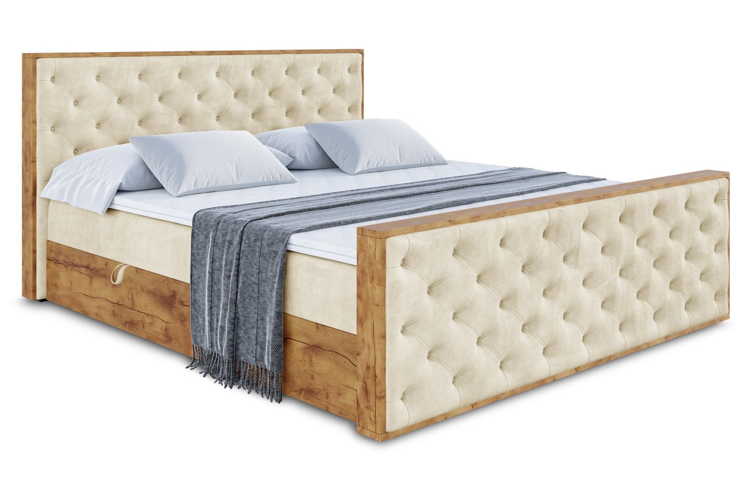 BOXBETT mit Matratze H3 und Lattenrost - LOLLI3-Z - 140x200 - Beige Monolith - Beige, Holzwerkstoff (140/200cm) - ALTDECOR