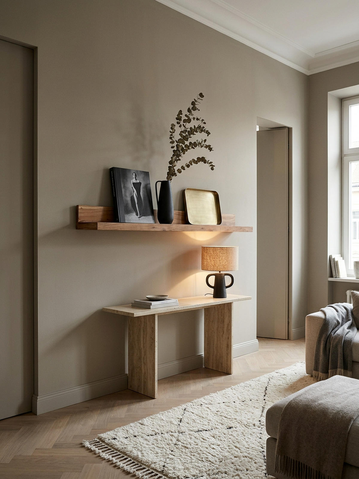 WANDREGAL NAKO Massivholz Flexibles Design Landhausstil, Beige 160x24x17 cm - Beige, Holz (160/17/24cm) - KADIMA DESIGN