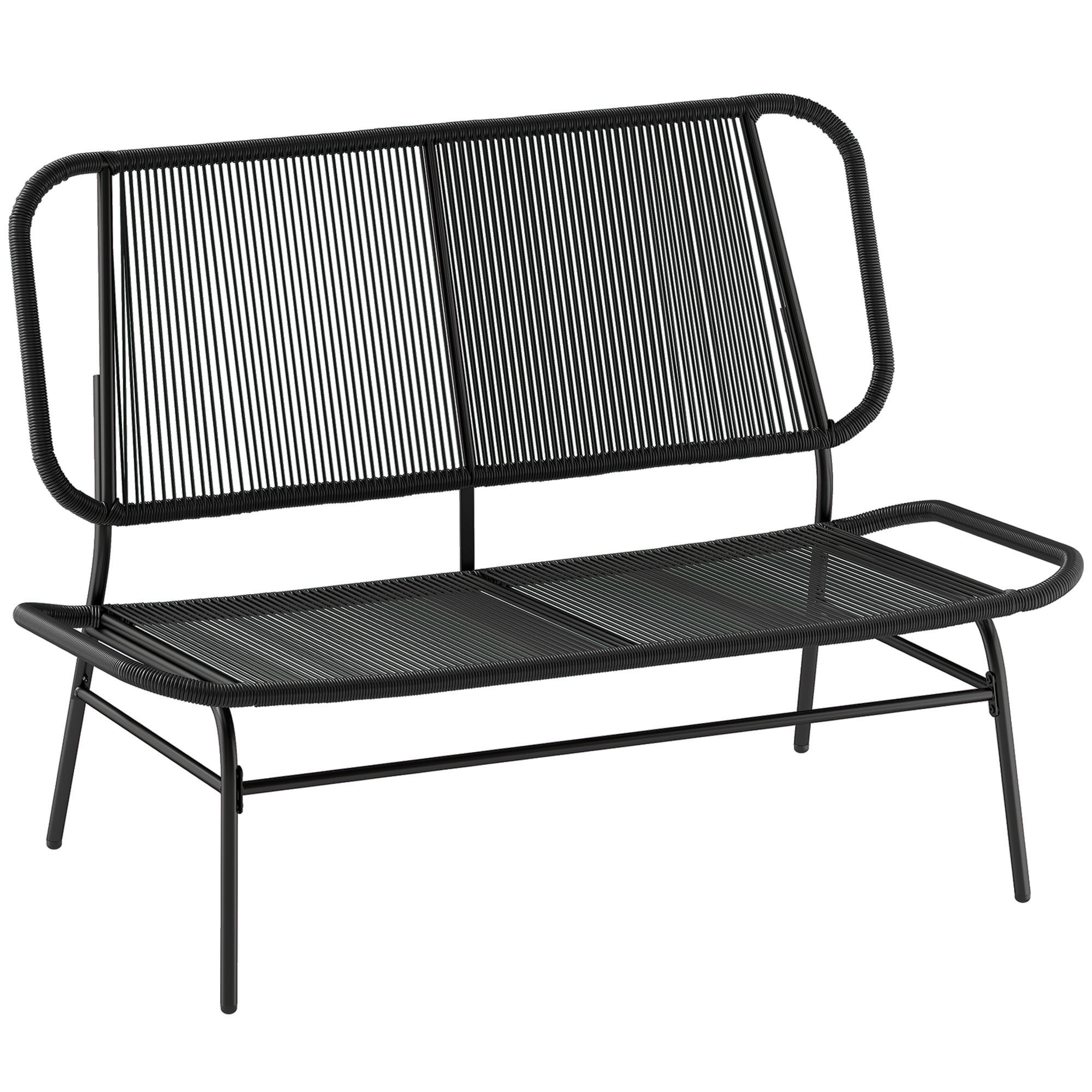 SOFA, 2-Sitzer, Rattan, gewebte Sitzfläche, schwarz - Multicolor, Holzwerkstoff (117/80/67cm) - FORIOUS