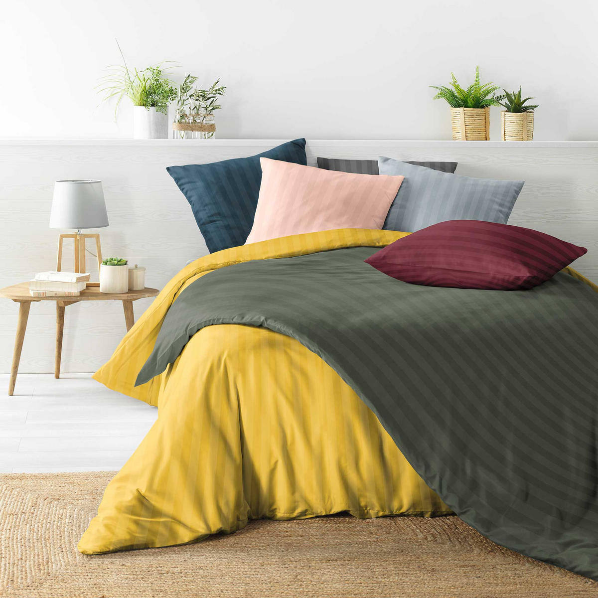 BETTWÄSCHE-SET Mikrofasern Cleo 240/220 cm - Olivgrün, Textil (220/240cm) - Douceur d´intérieur