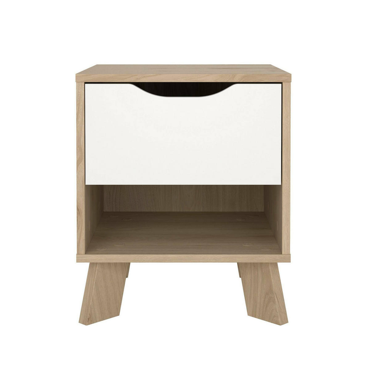 NACHTTISCH Eiche, Weiß 39.8/40.2/47.4 cm - Braun, Holzwerkstoff (40.2/47.4/39.8cm) - DMORA