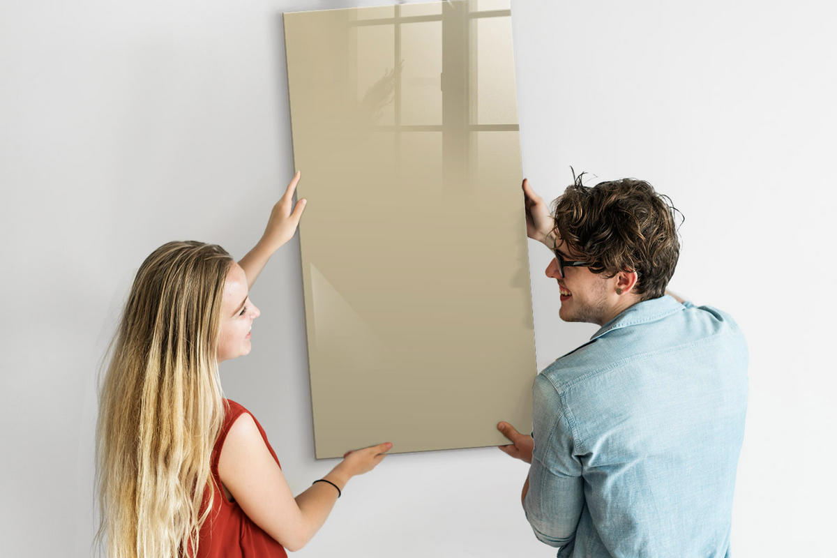 MAGNETTAFEL 60x120 Beige schwarzer Marker - Sandfarben, Glas (60/0.4/120cm) - TULUP