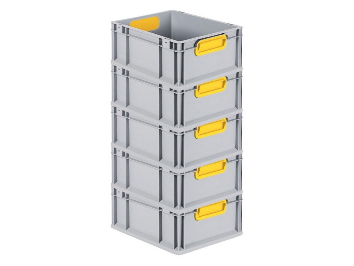 EUROBOX 5x Nextgen Color 17x30x40cm 16 Liter Griffe Gelb Geschlossen - Gelb, Kunststoff (30/17/40cm) - PROREGAL