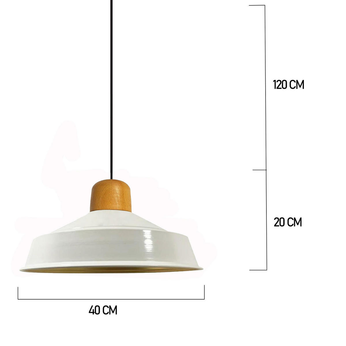 PENDELLEUCHTE Asletl 40/20 cm - Weiß, Holz/Metall (20/40/20cm) - Bamyum