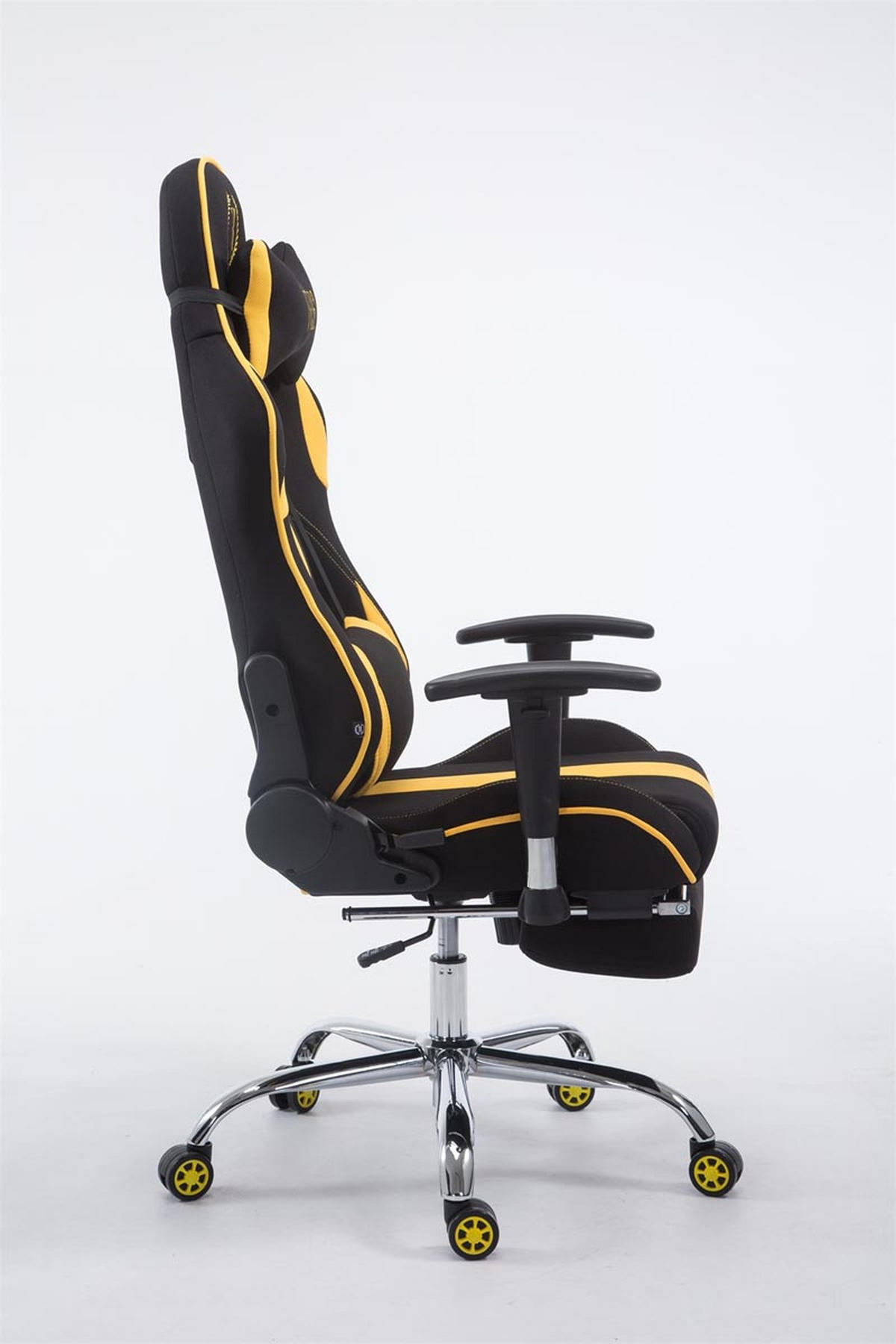 GAMINGSTUHL Limitless-2, Stoff mit Fußablage Schwarz/Gelb - Gelb, Textil/Metall (70/135/58cm) - TPFLiving