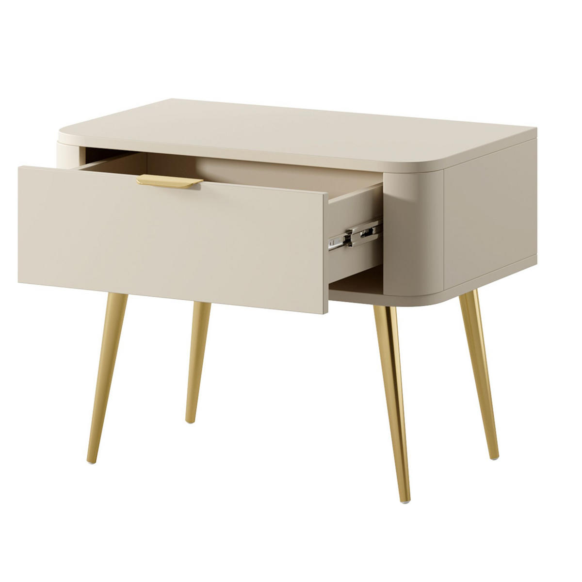 NACHTTISCH Oval Beige 63 cm - Beige/Goldfarben, Holzwerkstoff/Metall (62.6/49.2/38cm) - Selsey