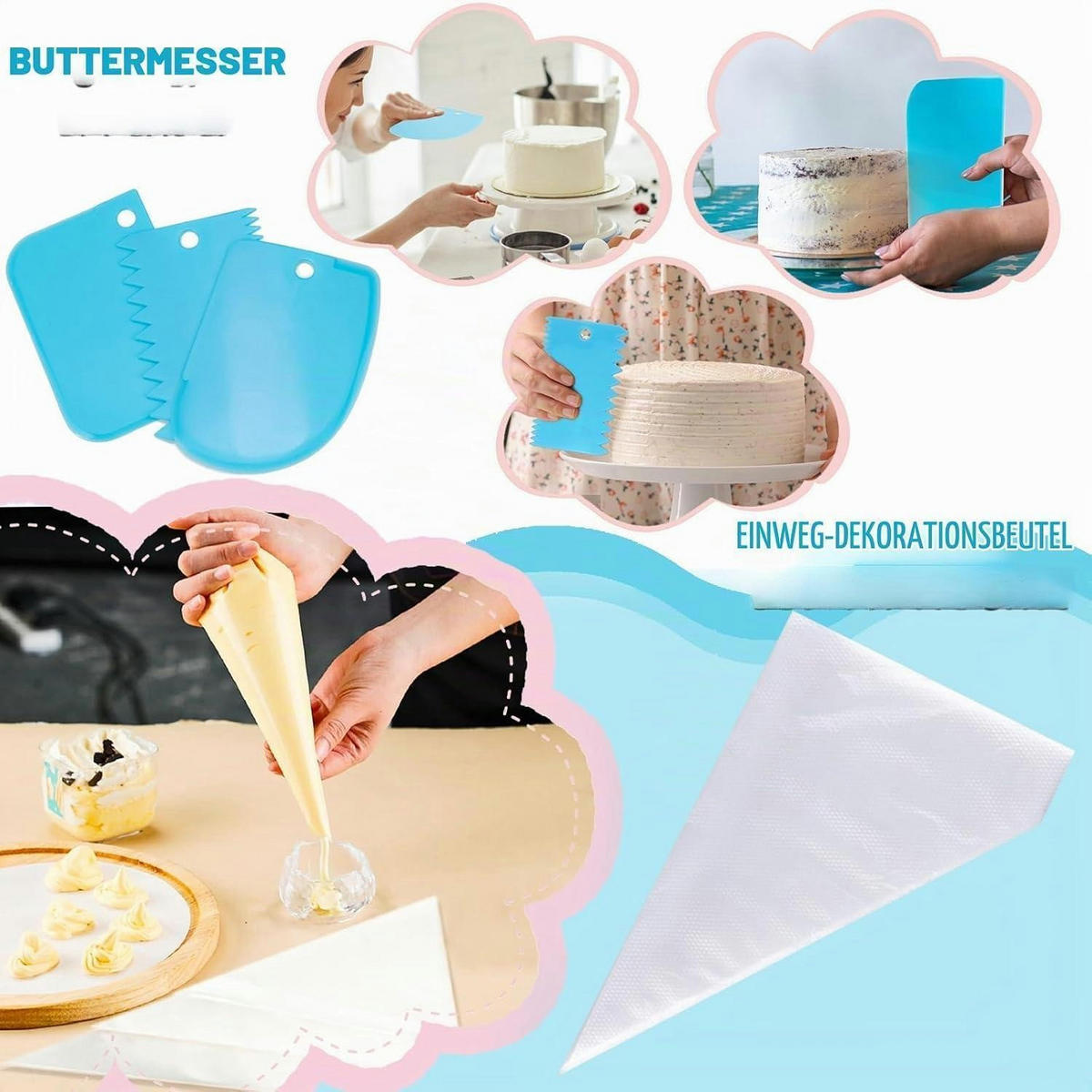SPRITZBEUTEL Set 48-teilig mit 31 Tüllen - Weiß, Kunststoff (20.2/3/33.5cm)