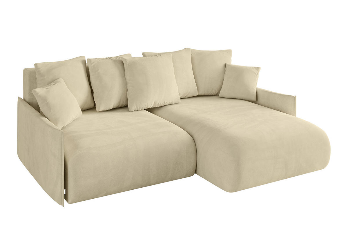 ECKSOFA Ottomane rechts ONESK-L -v1 216x177x72 Beige Velours - Taupe, Holzwerkstoff/Kunststoff (177/216cm) - ALTDECOR