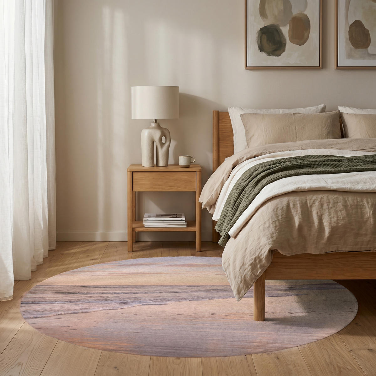 TEPPICH - Strand - Brandung - Wolken - 150x150 cm - Hellrosa, Kunststoff/Textil (150/0.4cm) - OnlyWow