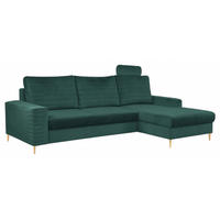 ECKSOFA Grün OLI Ausziehbar Mit Kopfstütze Und Bettkasten Rechts - Grün, Textil (253/165cm) - Sepro Meble