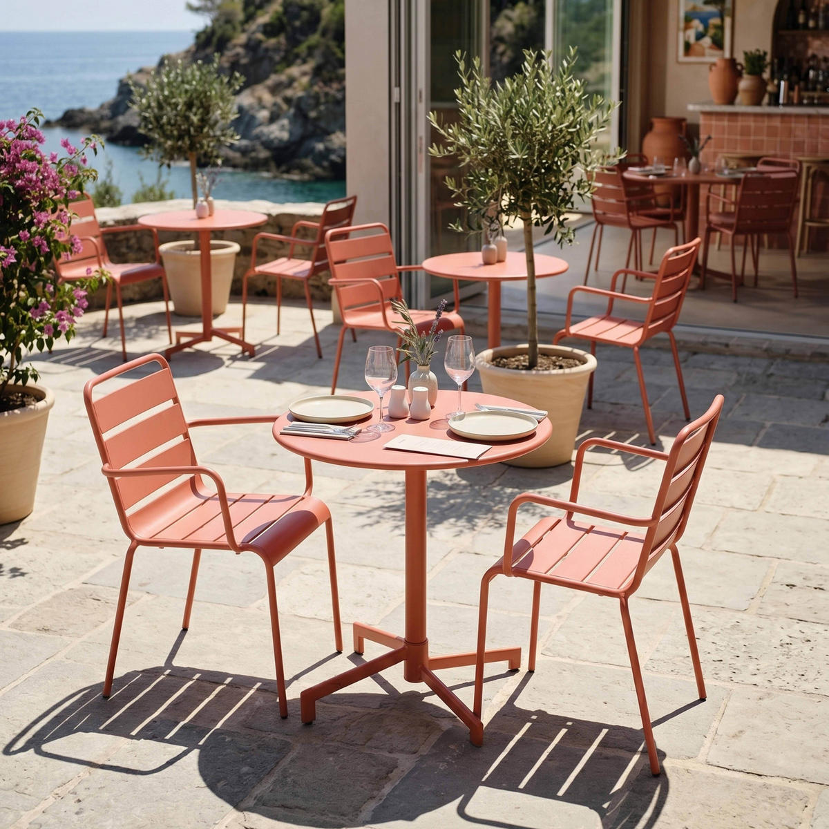 GARTENSET 3-tlg., Tonfarbe - Pink, Metall - Oviala