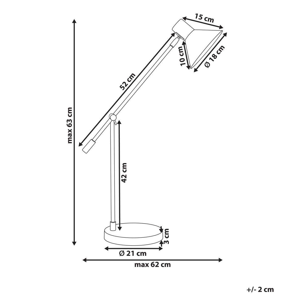 SCHREIBTISCHLAMPE Gold/Schwarz Pinkeen - Goldfarben/Schwarz, Metall (62/21/63cm) - Beliani