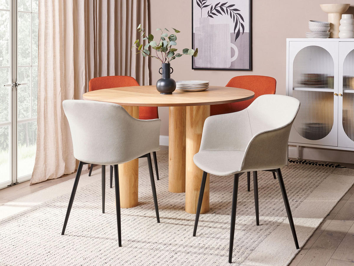 ESSZIMMERSTUHL 2er-Set hellbeige/schwarz Elim - Beige/Schwarz, Textil (59/82/45cm) - Beliani