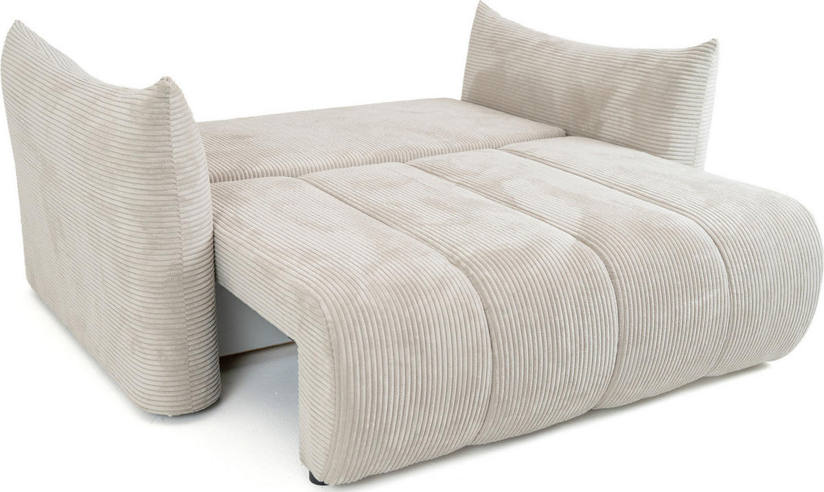 SCHLAFSOFA Lilo mit Bettkasten, Creme Cordstoff 120/86/101 cm - Creme/Schwarz, Kunststoff/Textil (120/86/101cm) - WFL GROUP