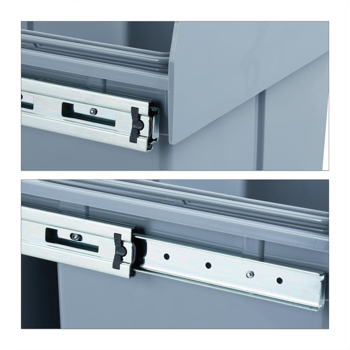 EINBAUMÜLLEIMER - Grau, Kunststoff/Metall (34.3/35.1/48cm) - Relaxdays