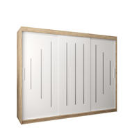 SCHWEBETÜRENSCHRANK 200/250/62 3-türig - Silberfarben/Weiß, Holz/Kunststoff (250/200/62cm) - Abiks Möbel