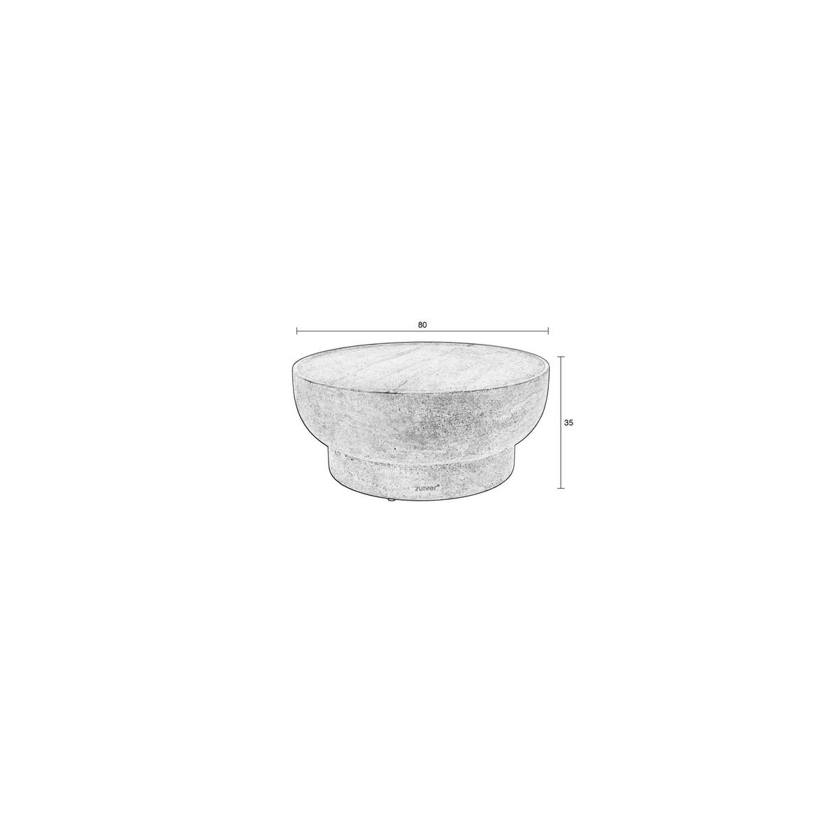 COUCHTISCH Noble Rund Beige - Beige, Stein (80/80/35cm) - Zuiver