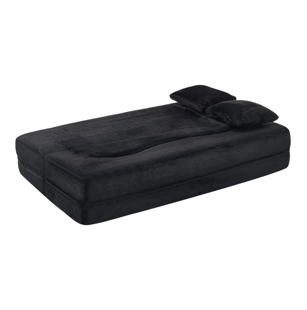 SCHLAFSOFA 2-in-1 faltbar Schwarz mit 2 Kissen - Schwarz, Kunststoff (180/70/55cm) - Meubliv