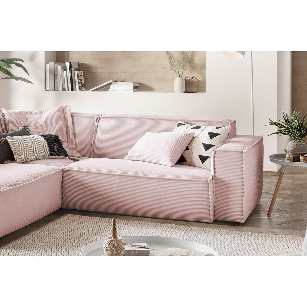 Thumbnail - Kawola Ecksofa, Pink, Textil, Echtholz, 3-Sitzer, Füllung: Kaltschaum, Ottomane links, L-Form, 254x224 cm, Wohnzimmer, S...