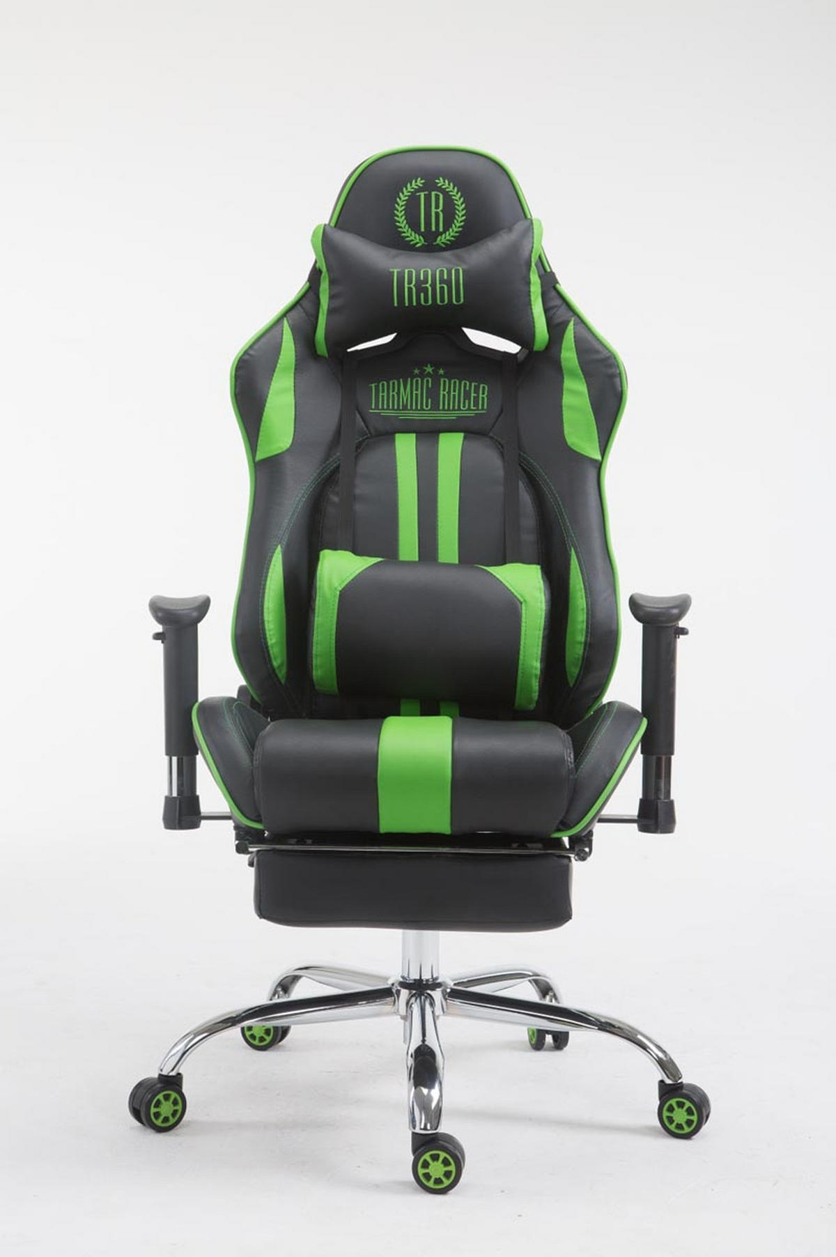GAMINGSTUHL Limitless-2, Kunstleder mit Fußablage Schwarz/Grün - Grün, Textil/Metall (70/135/58cm) - TPFLiving