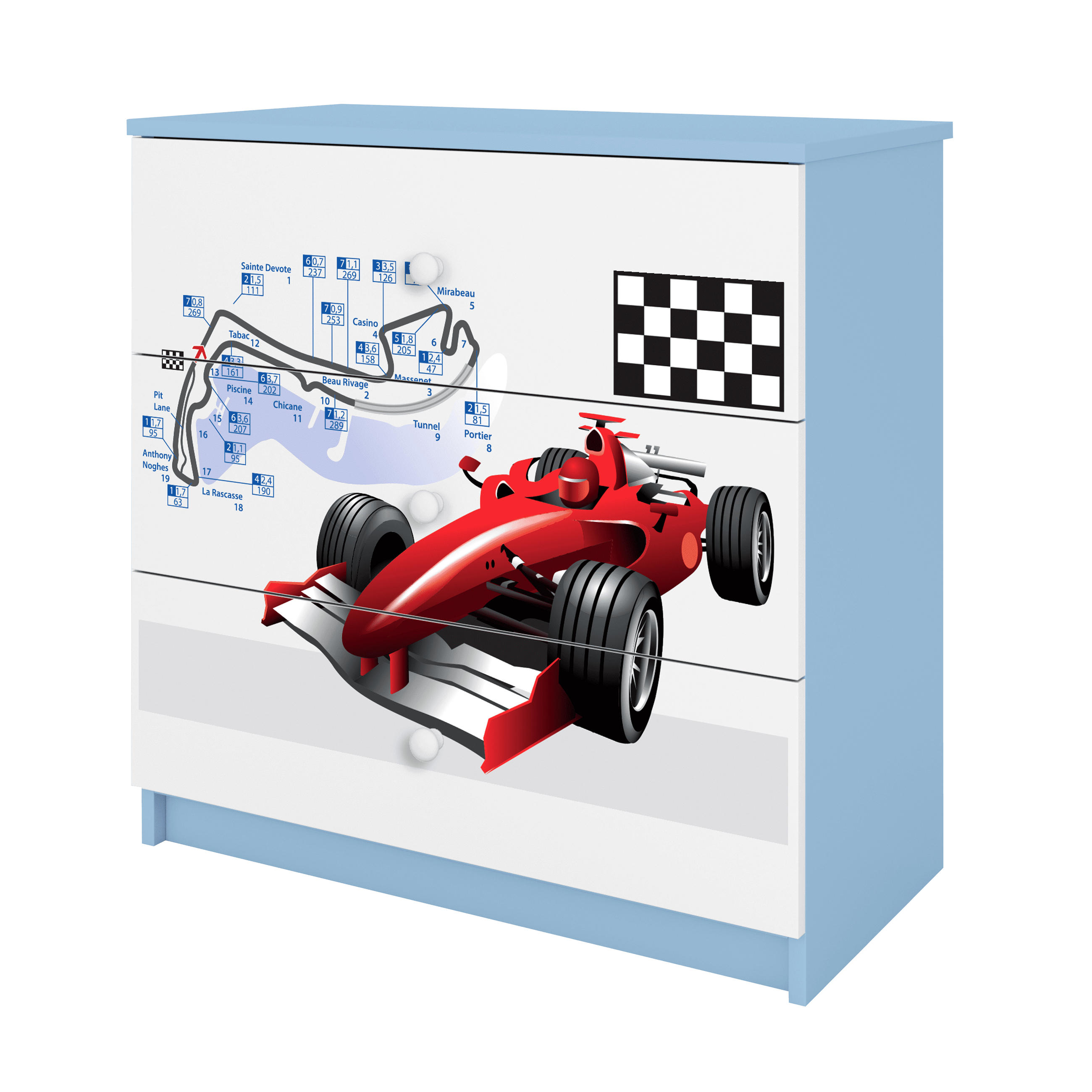 KOMMODE Babydreams Formel 1 81/81/41 - Blau, Holzwerkstoff (81/81/41cm) - RAUMHIRSCH FURNITURE