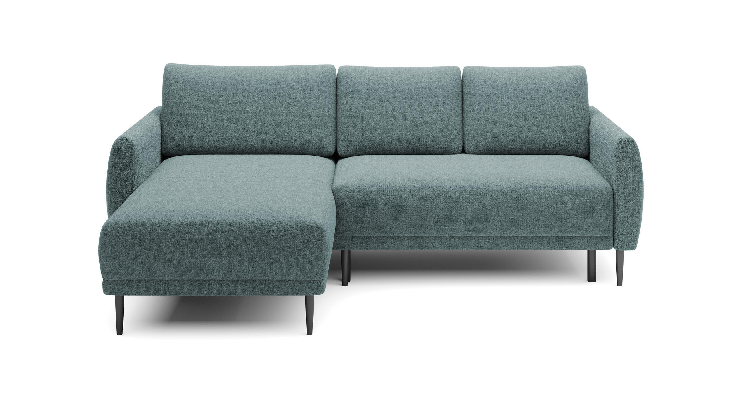 ECKSOFA BONO Stilvolles Sofa mit Schlaffunktion, Robuste Holzfüße, Elegante Armlehnen, Tiefe Sitzfläche 226x164x88cm, Linke, Hellblau - Hellblau, Holz/Textil (164/226cm) - DomoHome