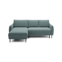 ECKSOFA BONO Stilvolles Sofa mit Schlaffunktion, Robuste Holzfüße, Elegante Armlehnen, Tiefe Sitzfläche 226x164x88cm, Linke, Hellblau - Hellblau, Holz/Textil (164/226cm) - DomoHome
