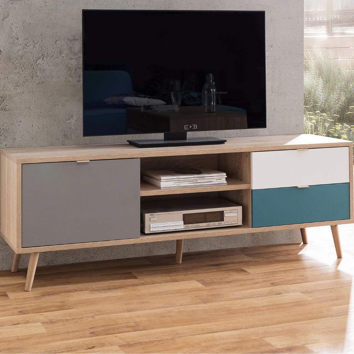 TV-MÖBEL Perast in Holzoptik 150 cm im skandinavischen Stil - Braun, Holzwerkstoff (150/52/40cm) - Concept Usine