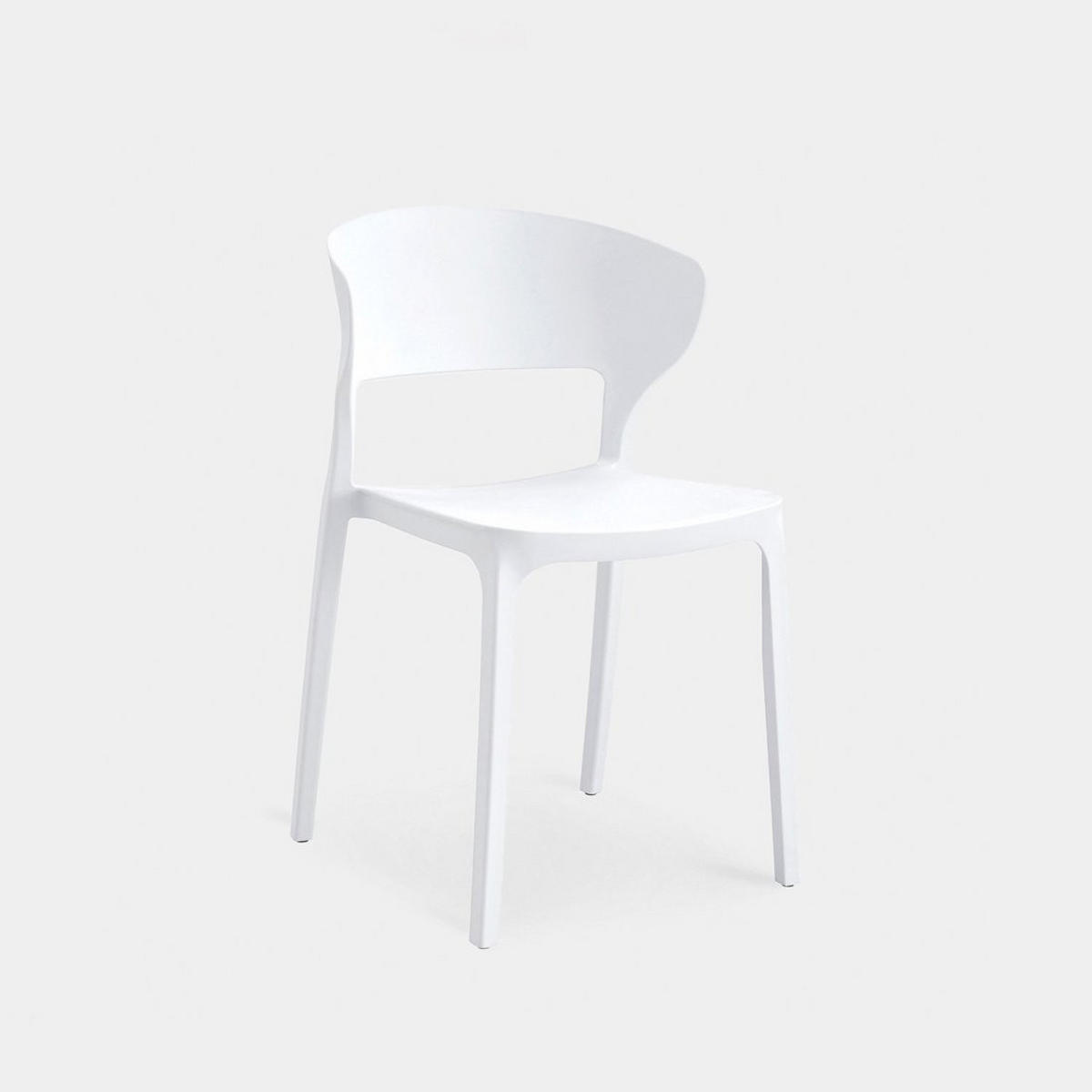 GARTEN-SET mit Tisch und 4 stapelbaren Stühlen in Weiß Serin - Weiß, Metall - Klast Home