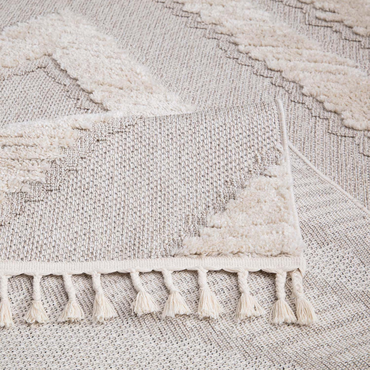 KURZFLOR-TEPPICH Valencia 813 Creme/ Graublau 80x300 cm - Creme, Textil (80/300cm) - carpet city