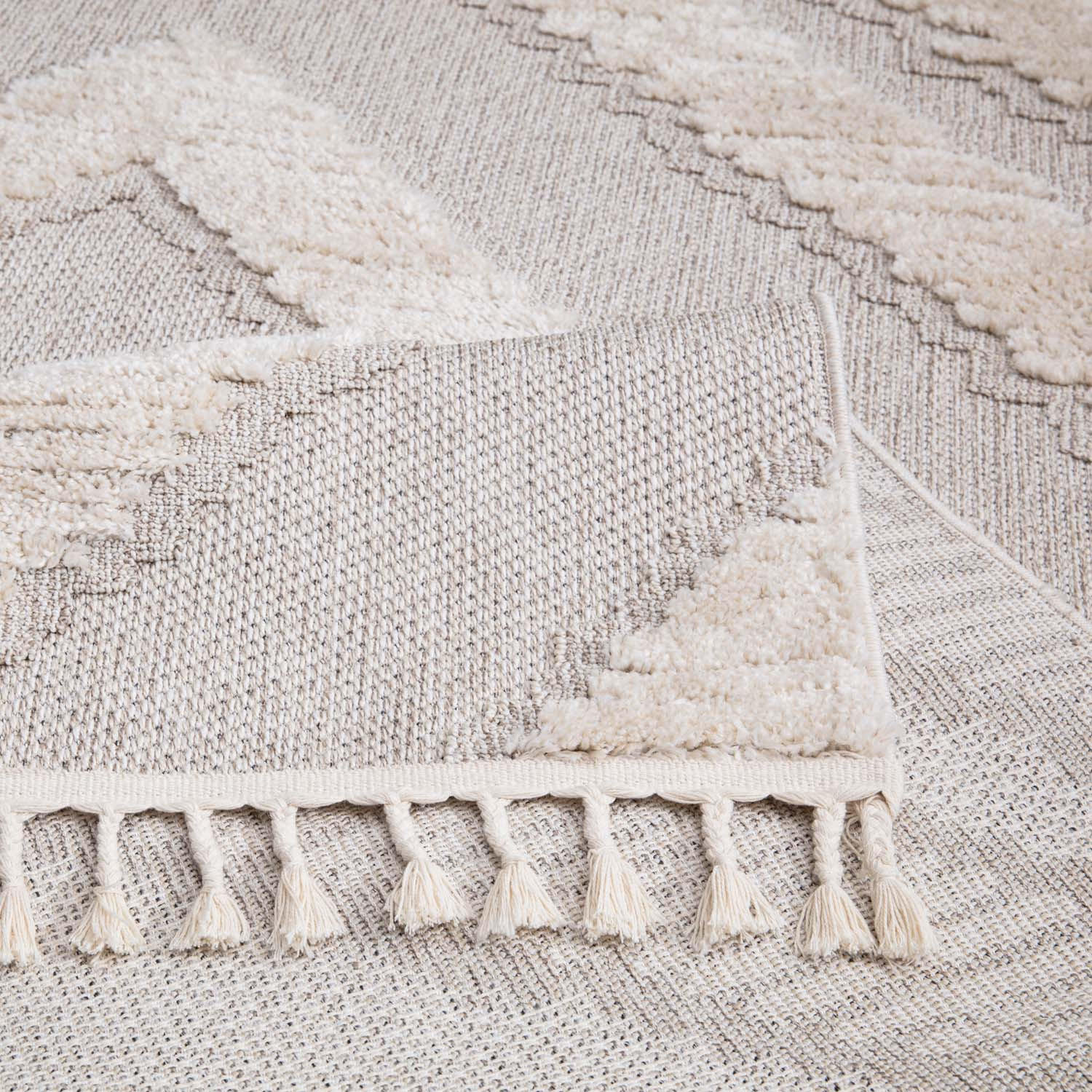 Thumbnail - carpet city Kurzflor-Teppich, Creme, Textil, Rauten, Rechteckig, 160x230 cm, Oeko-Tex® Standard 100, für Fußbodenheizung...