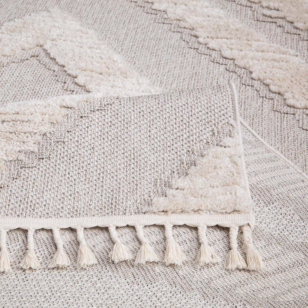 Thumbnail - carpet city Kurzflor-Teppich, Creme, Textil, Rauten, Rechteckig, 80x150 cm, Oeko-Tex® Standard 100, für Fußbodenheizung ...