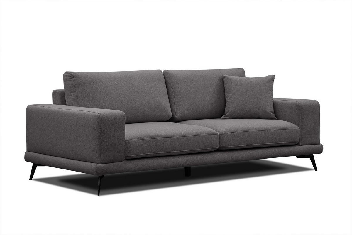 SOFA MEDIOLANE 3-Sitzer, graphitfarben - Graphitfarben, Holzwerkstoff/Textil (233/87/96cm) - Courtois Laville