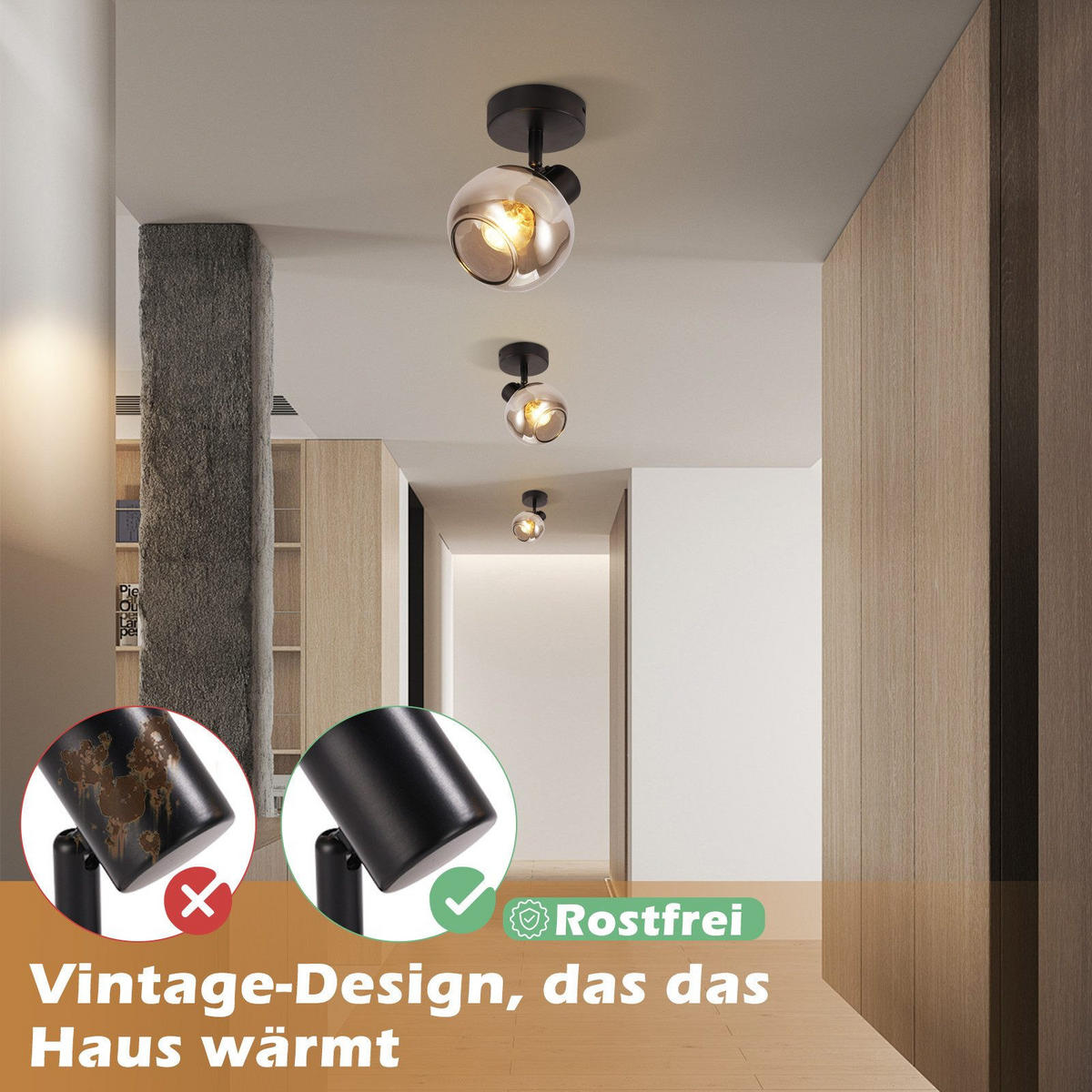 STRAHLER Cottbus 1-flammig 9/9/16.5 cm - Schwarz, Metall (9/9/16.5cm) - Nettlife
