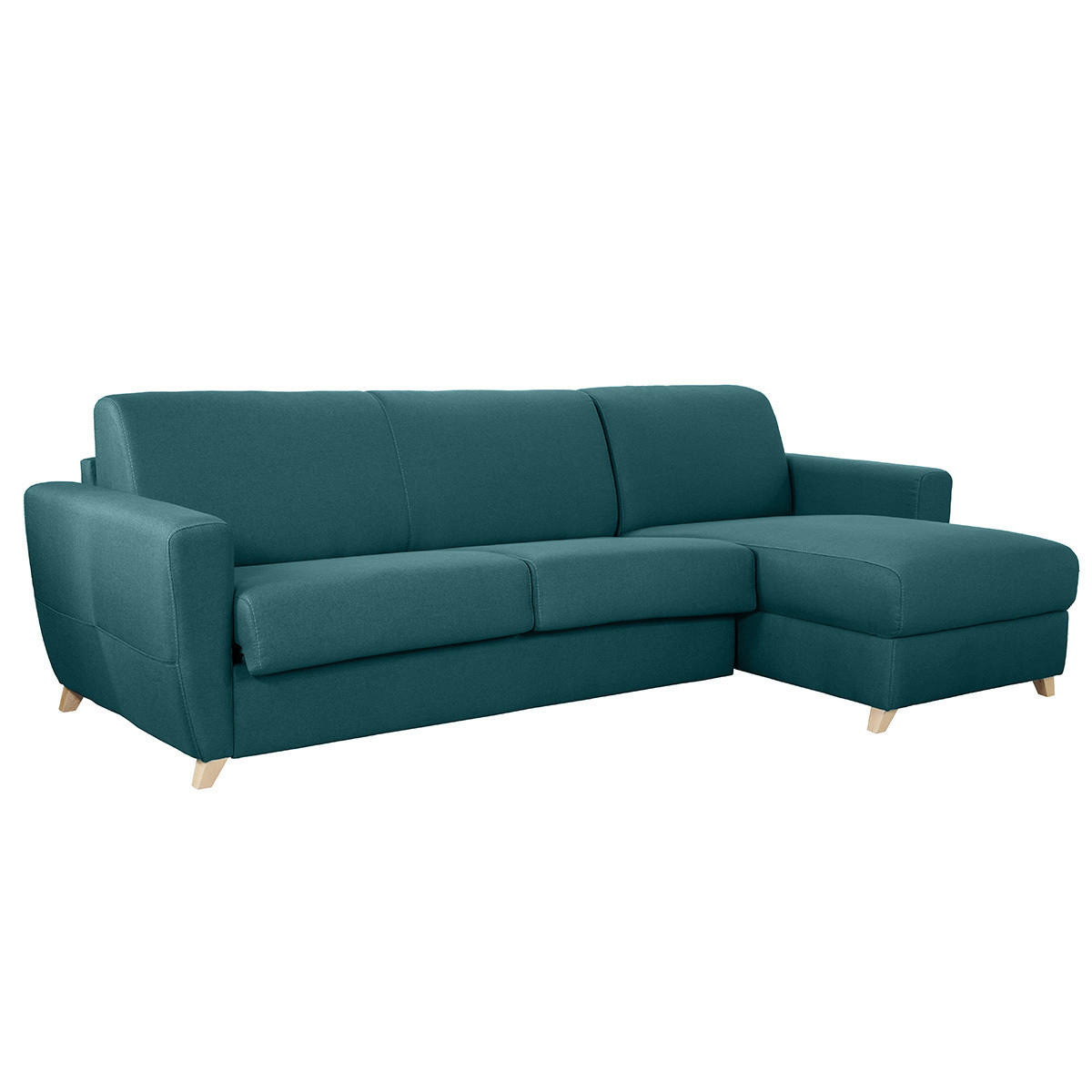 ECKSOFA Wende Konvertierbar Entenblau GRAHAM - Blau, Textil (152/280cm) - Miliboo