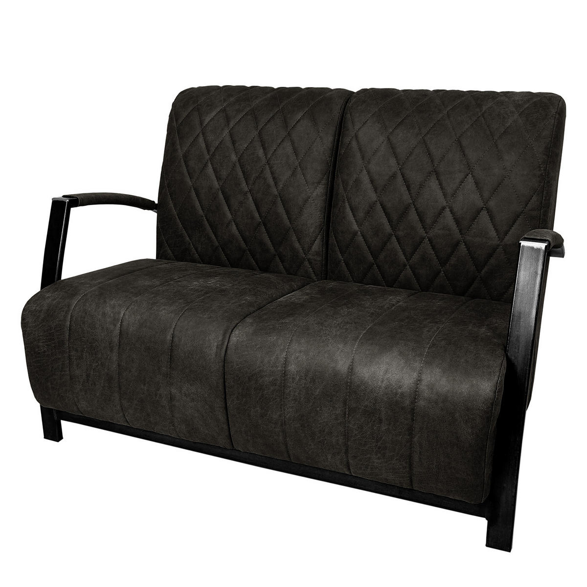 POLSTERGARNITUR (3-2-1) - Antiklederlook - Grau, Textil (1/1/1cm) - home24