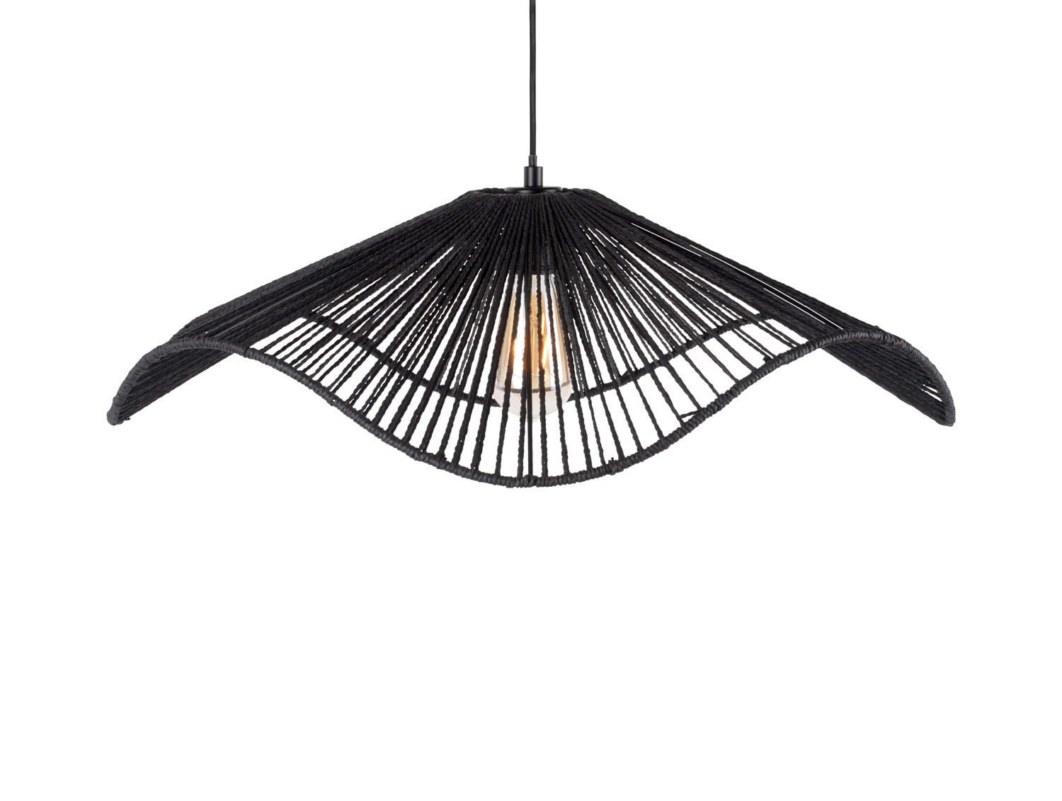 HANGELAMPE Sombra 62/62/19 cm - Schwarz, Naturmaterialien (62/62/19cm) - Leitmotiv