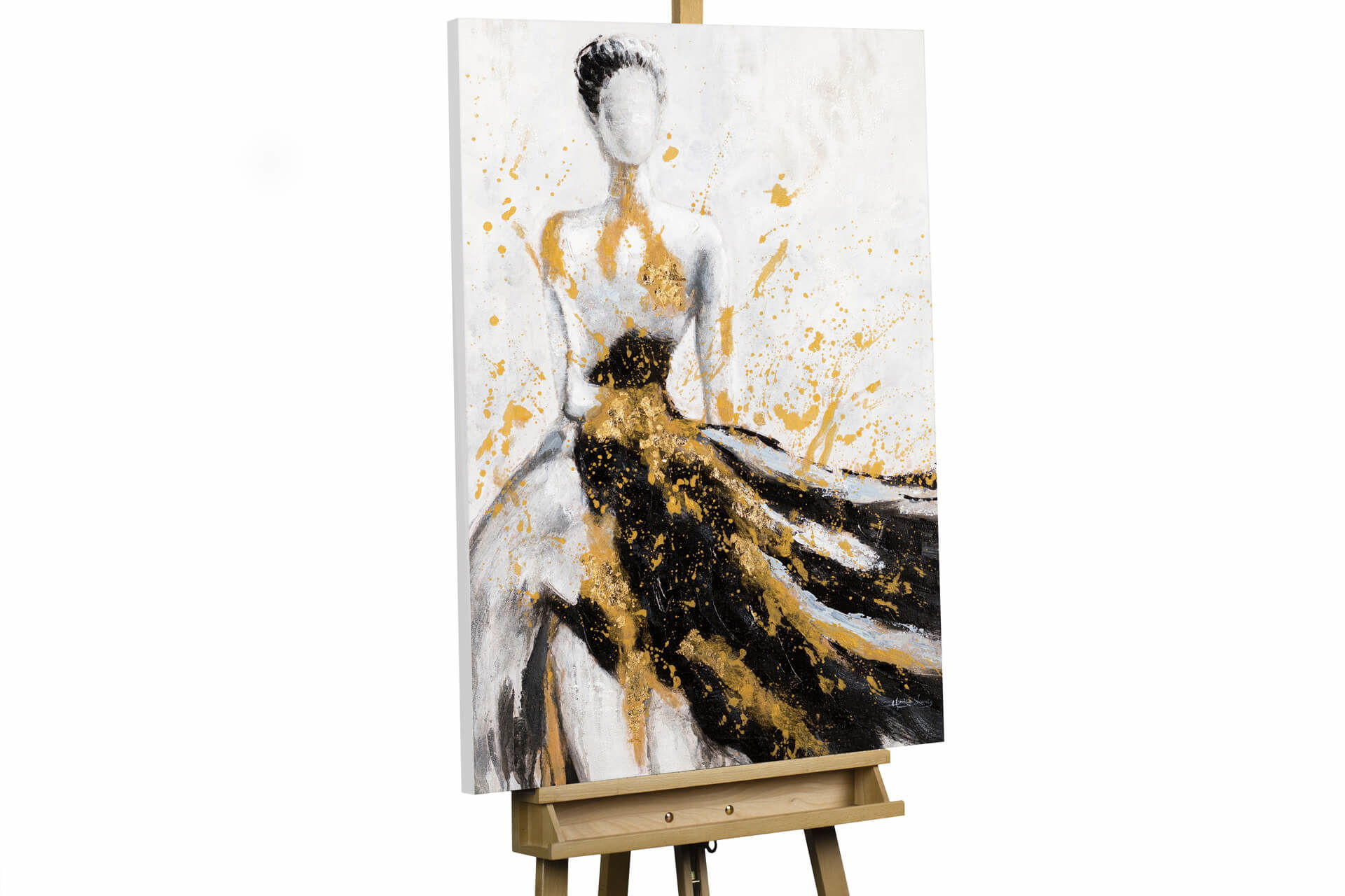 ACRYLBILD HANDGEMALT 70/100 cm - Gelb/Schwarz, Holz/Textil (1.9/100cm) - KUNSTLOFT