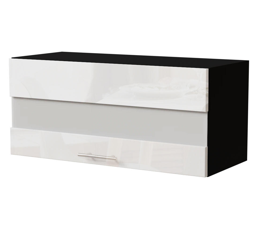 KLAPPHÄNGESCHRANK Essen W4BS/80/LAM Weiß Hochglanz / Schwarz Matt 80 / 32,5 / 36cm - Weiß Hochglanz/Schwarz, Holz/Holzwerkstoff (80/36/32.5cm) - Feldmann-Wohnen